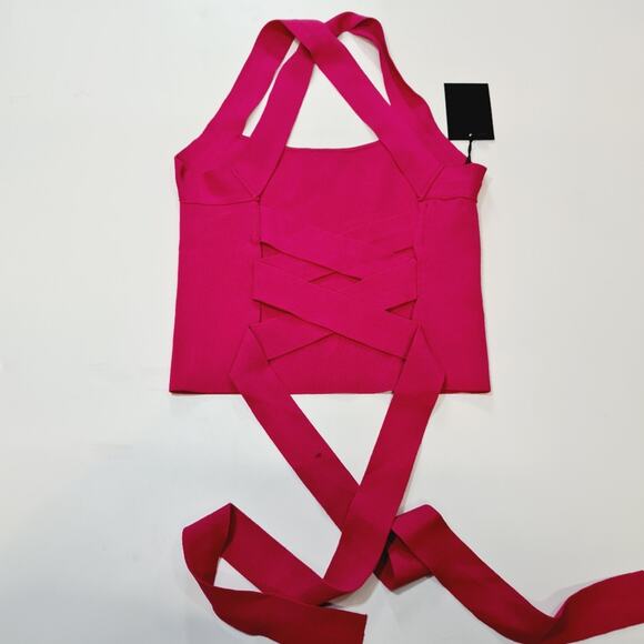 NBD Tia Tie Back Top in Fuchsia Small - Picture 7 of 9